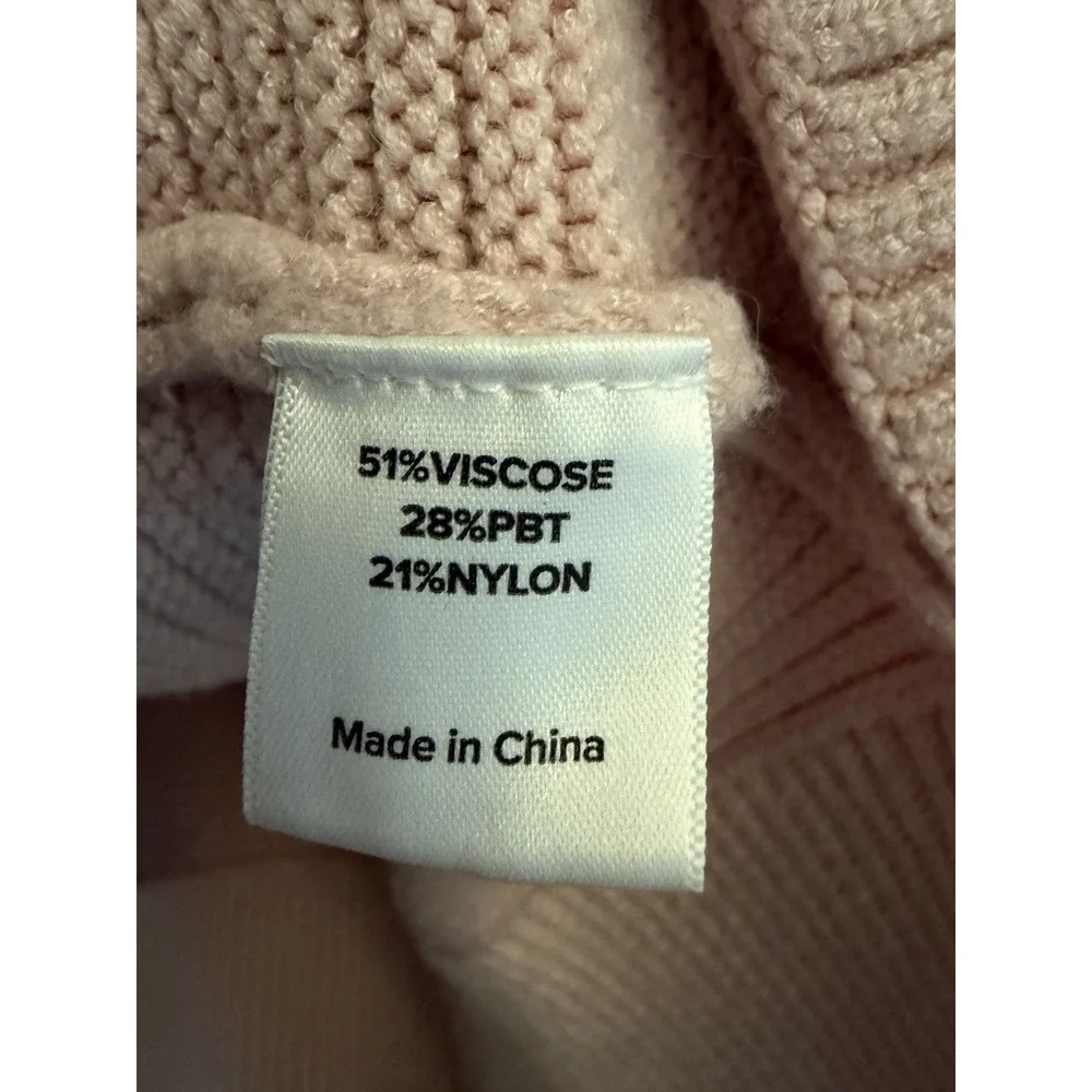 Evereve Pink Foster Turtleneck Ribbed Knit Sweater Cozy Boho Minimalist Size M